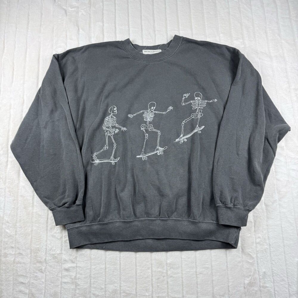 Project Social T x Urban Outfitters Sweatshirt Adult L/XL Gray Skating Skeletons